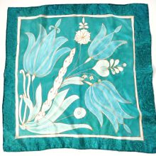Türkiz tulipános selyemkendő