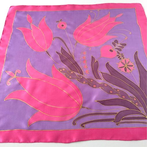 LILA SELYEMKENDŐ MAGENTA TULIPÁNOKKAL