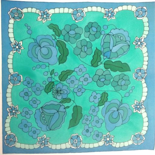 TÜRKIZ ÉS KÉK KALOCSAI SELYEMKENDŐ