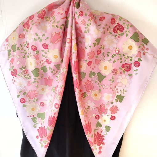 Rózsaszín százvirágú selyemkendő