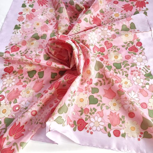 Rózsaszín százvirágú selyemkendő