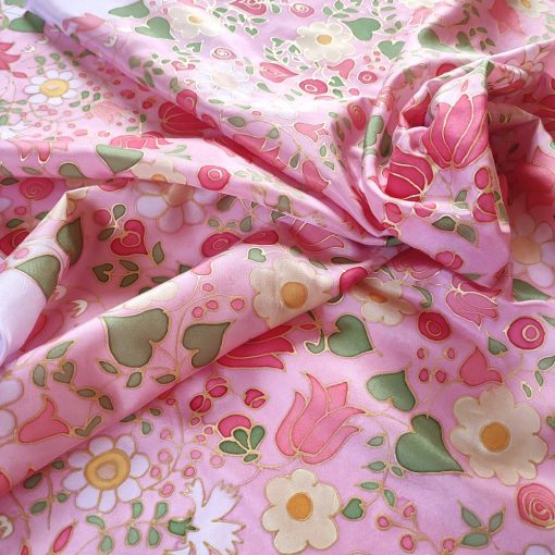 Rózsaszín százvirágú selyemkendő