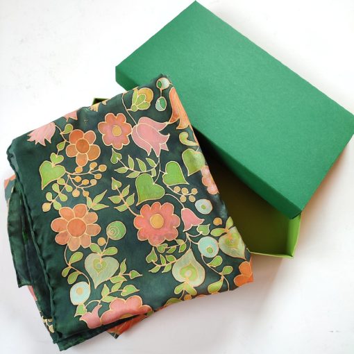 Zöld százvirágú selyemkendő