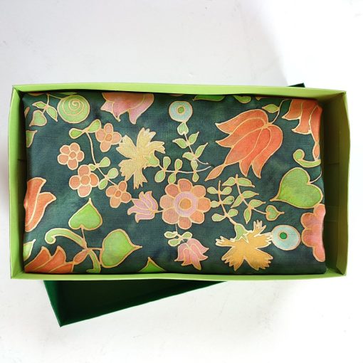 Zöld százvirágú selyemkendő