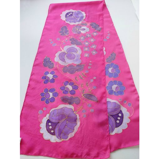 MAGENTA SELYEMSÁL LILA KALOCSAI VIRÁGOKKAL