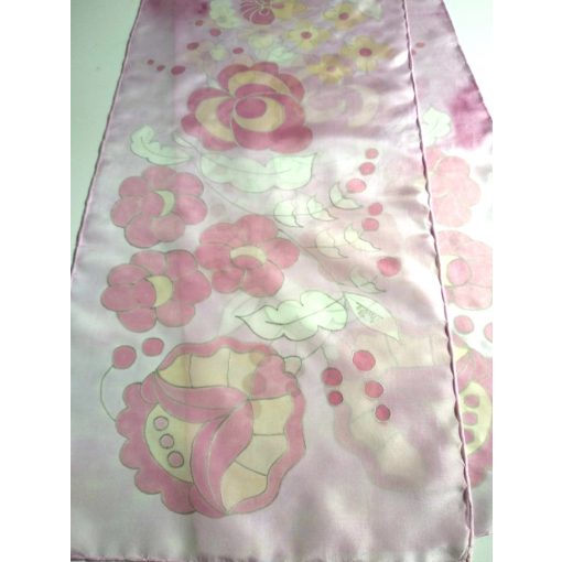 HALVÁNY RÓZSASZÍN SELYEMSÁL KALOCSAI MINTÁVAL