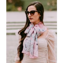 RÓZSASZÍN SELYEMSÁL KALOCSAI MINTÁVAL