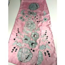 RÓZSASZÍN SELYEMSÁL KALOCSAI MINTÁVAL