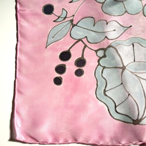 RÓZSASZÍN SELYEMSÁL KALOCSAI MINTÁVAL