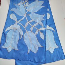 Tulipános selyemsál, búzavirág kék színben