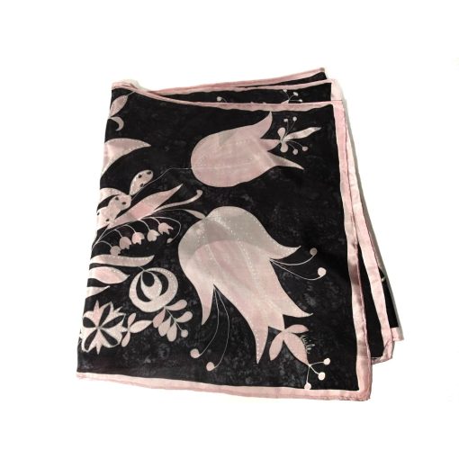 FEKETE SELYEMSÁL RÓZSASZÍN TULIPÁNOKKAL