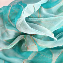 Türkizkék tulipános selyemsál, chiffon