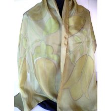 OLAJZÖLD SELYEMSÁL TULIPÁNOKKAL