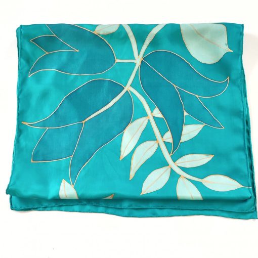 Türkiz selyemsál tulipánokkal