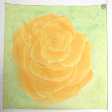 ZÖLD SELYEMKENDŐ SÁRGA RÓZSÁVAL