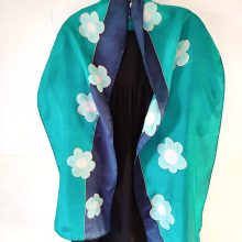 Virágos selyemsál smaragd és sötétkék színekben