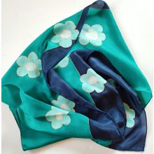 Virágos selyemsál smaragd és sötétkék színekben