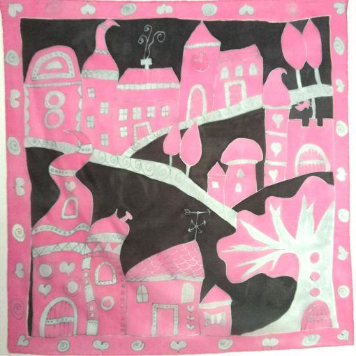 PINK-FEKETE TÜNDÉRVÁROS SELYEMKENDŐ