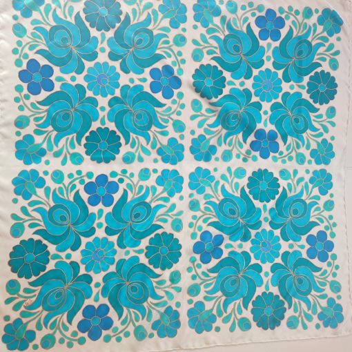 MATYÓ INSPIRÁCIÓ, türkiz-kék színvilágban, 90 cm